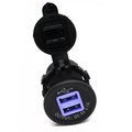 Race Sport Round Socket-Sized Dual-Port Usb W/ Blue Led Backlighting RS50884